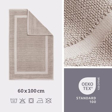 Килимок для ванної Herzbach Home 100 бавовна Килимок для душу 1000 г/м Абсорбуючий Можна прати (Пісочно-сірий, 60 x 100 см) 60 x 100 см (Прямокутний) Пісочно-сірий