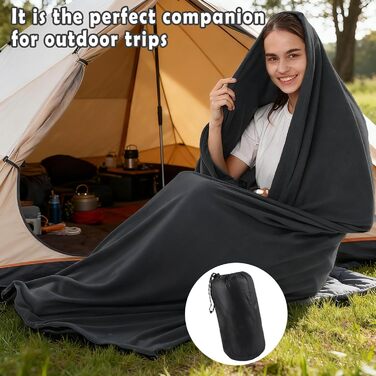 Теплий вкладиш для спального мішка, підходить для кемпінгу та походів на свіжому повітрі, портативний флісовий спальний мішок з антипілінговим покриттям, сірий.