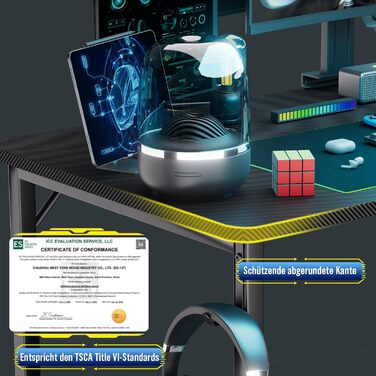 Ігровий стіл COMHOMA з розеткою, 120 x 80 см, кутовий стіл із портом зарядки USB та полицею, L-подібний комп&39ютерний стіл, ПК-стіл для офісу, домашній офіс, чорний - 120 см