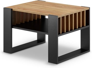 Журнальний столик для дивана Невеликий журнальний столик з чорного дуба з місцем для зберігання Сучасний журнальний столик з рейками Журнальний столик Невеликий столик Журнальний столик шириною 65 см Міцний журнальний столик з чорного дуба