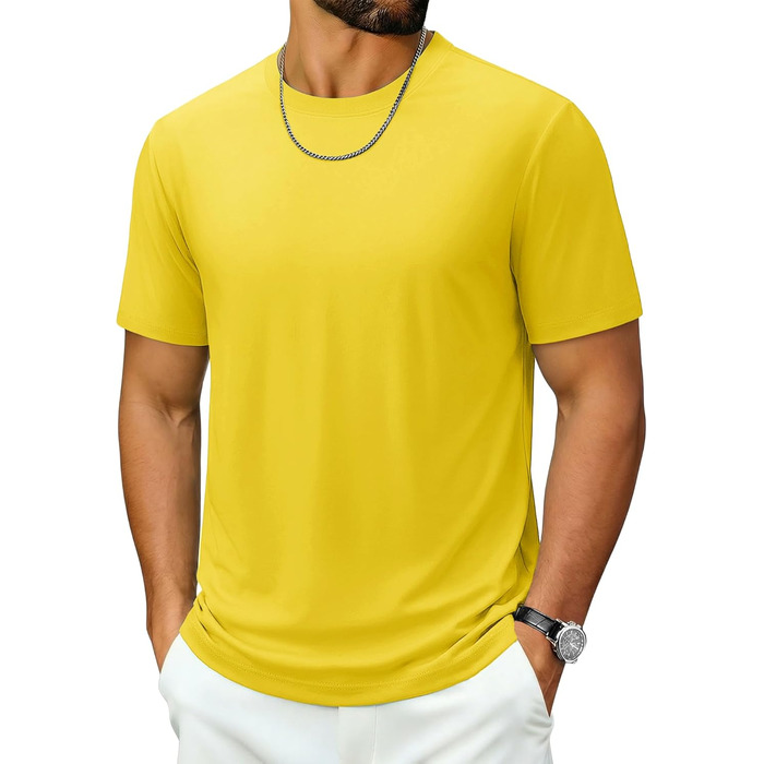 Чоловіча футболка CAVVA UV UPF80 з короткими рукавами, функціональна, дихаюча, з круглим вирізом, жовтого кольору, XL