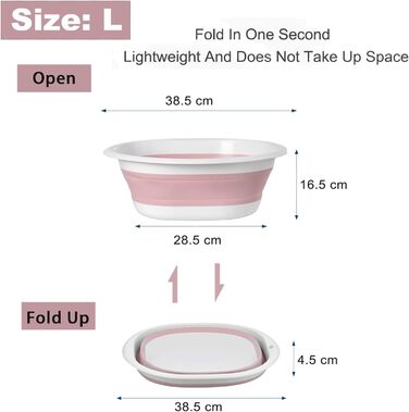 Складана мийка для миття посуду, 9 л, портативна мийка, силіконовий пластиковий кошик, багатоцільова мийка для подорожей на природі, кемпінгова мийка, компактна, складана, рожевий S, M, синій білий