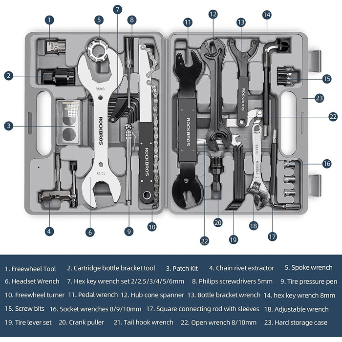 Набір інструментів для ремонту велосипедів ROCKBROS 44 в 1 з практичним футляром