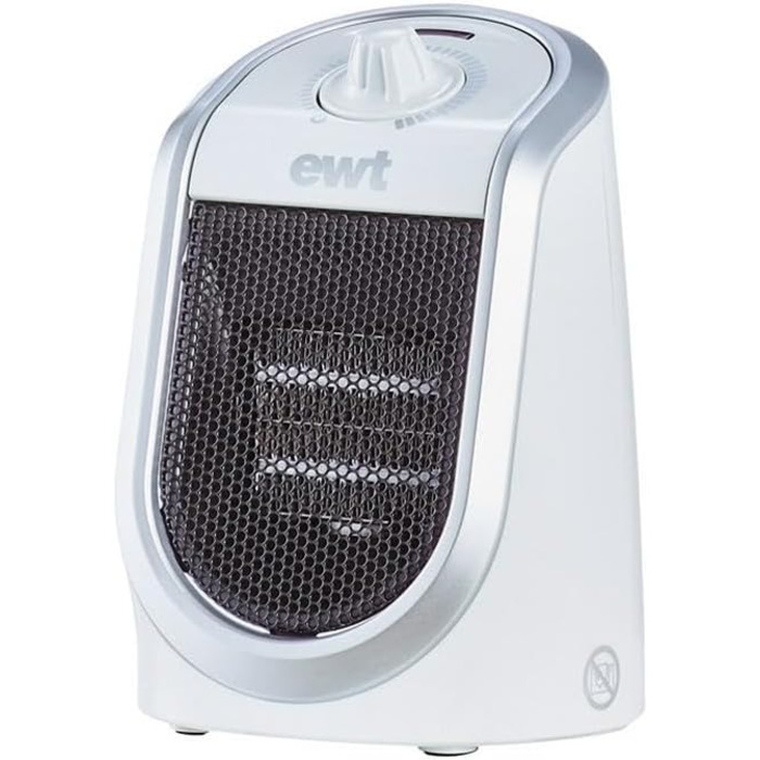 Керамічний вентилятор-обігрівач EWT DDF 250 Вт, компактний настільний пристрій з USB-портом та термостатом, функцією заряджання смартфона, обігрівач зі світлодіодним підсвічуванням, плавне регулювання потужності, 250 Вт, білий