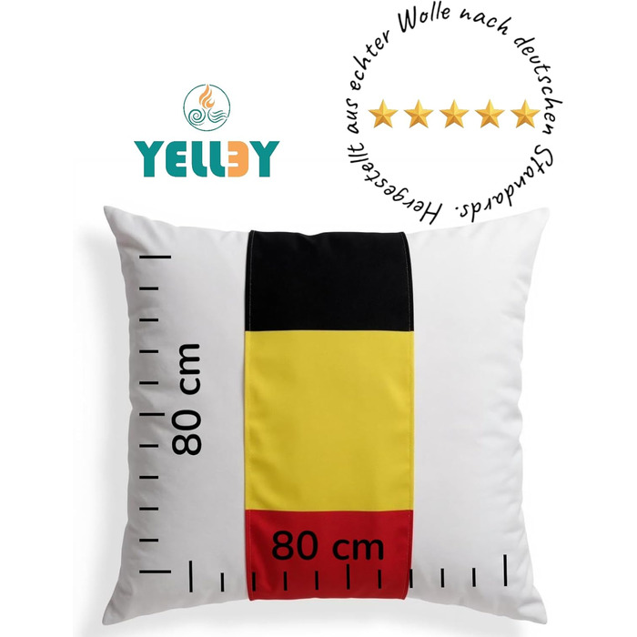 Подушка 80x80 см Високоякісна подушка для сну з вовняним наповнювачем та бавовняним чохлом Зручна, дихаюча та підходить для використання цілий рік