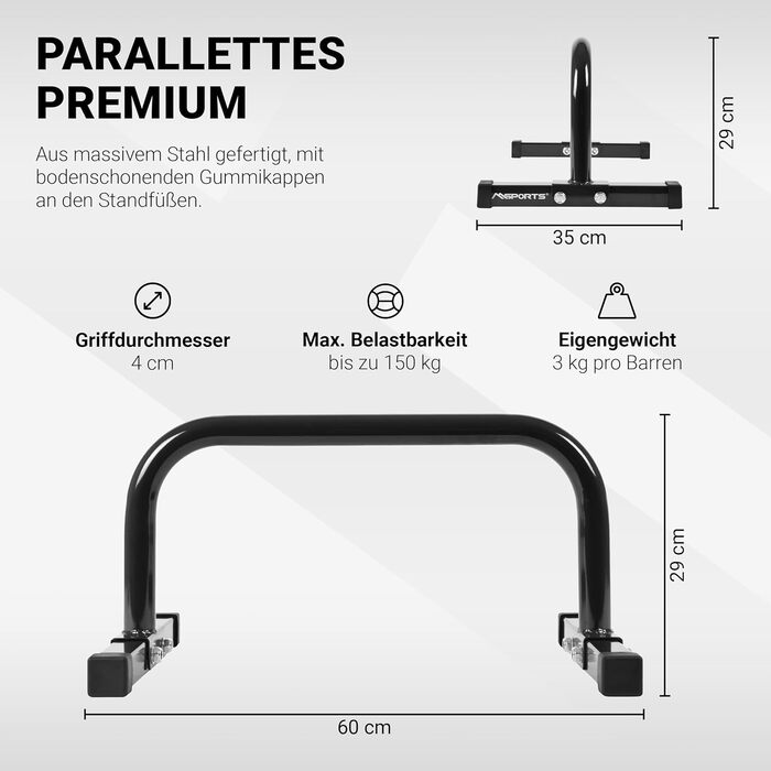 Фітнес-паралети MSPORTS стабільні міні-бруси/міні-бруси для калістеніки, вправ з власною вагою та тренувань усього тіла ідеально підходять для віджимань, віджимань, L-подібних положень, кріплення пресу та мобільності. Чорний колір