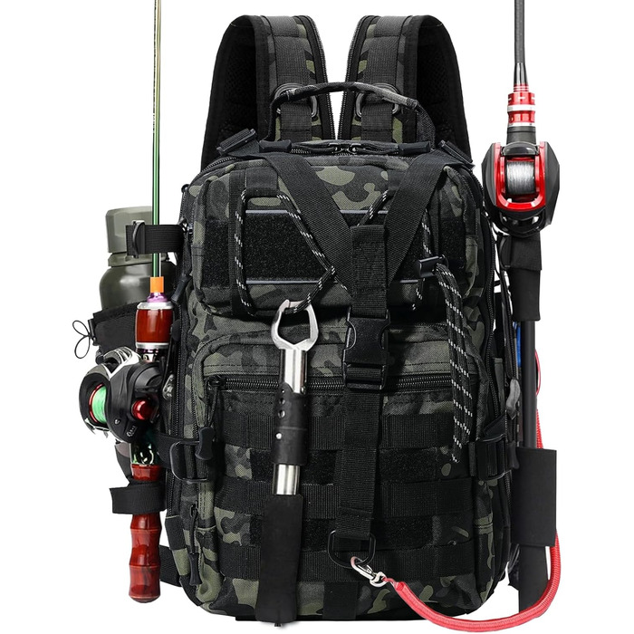Рибальська сумка Aceshop, водонепроникний рюкзак для рибальських снастей Рибальський рюкзак Військова сумка через плече Molle Fishing Bag Тактичний туристичний рюкзак Багатофункціональний військовий рюкзак для риболовлі Похідний камуфляж