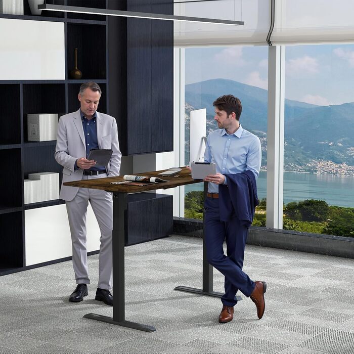 Стіл з регульованою висотою 120 x 60 см Комп&39ютерний стіл для роботи стоячи, ігровий стіл Офісний стіл Навчальний стіл для ноутбука Письмовий стіл з лотком для кабелів та гачком для навушників (клен) 120 x 60 см клен