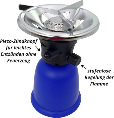 Газова плита з 10 газовими картриджами та п&39єзорозпалом для газових картриджів вагою 190 г, що проколюються, EN417, газова кемпінгова плита, кемпінгова плита з газовим картриджем 1 конфорка, міні-газова плита, газова плита, газова плита, кемпінгова плит