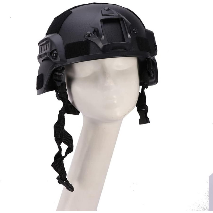 Тактичний шолом у стилі MICH2000, легкий тактичний шолом, захисна тактична версія шолома з кріпленням LVN та боковими рейками, захисний шолом у військовому стилі для страйкболу, пейнтболу, тактичного військового стилю (чорний)