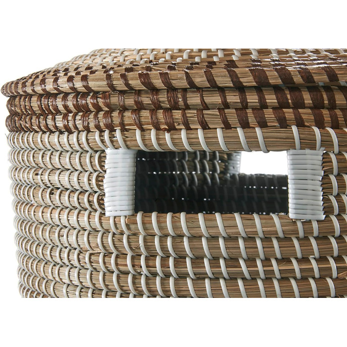 Кошик Kobolo TAIPAN зі зміями та морською травою Ø 42 см, В 45 см Кошик ручної роботи з кришкою бежевого кольору Кошик для білизни Декоративний кошик Виготовлений з натурального матеріалу для білизни, іграшок та журналів