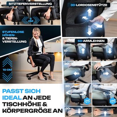 Ергономічне офісне крісло M4, 5D підлокітники