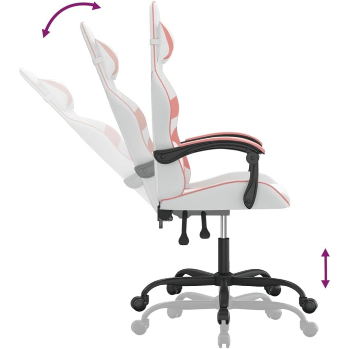 Геймерське крісло, офісне крісло, білий та рожевий, штучна шкіра