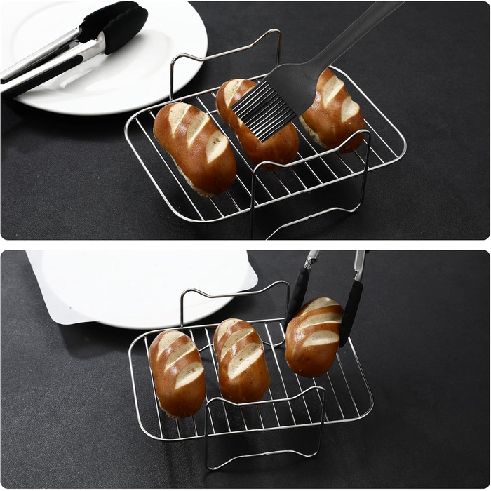 Набір аксесуарів для двозонної фритюрниці з 12 шт., підходить для Ninja Foodi AF400EU AF300EU 7.6L-9.5L та інших наборів аксесуарів для двозонної аерофритюрниці, включаючи гриль для глибокого смаження, папір для випічки