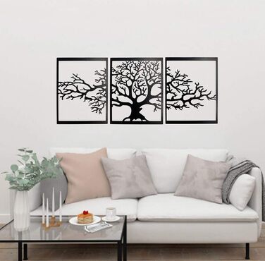 Металеве дерево життя BAUPOR, прикраса для стін, 3D-скульптура з металу, для дому, офісу, спальні, вітальні, зовнішнього оздобленн