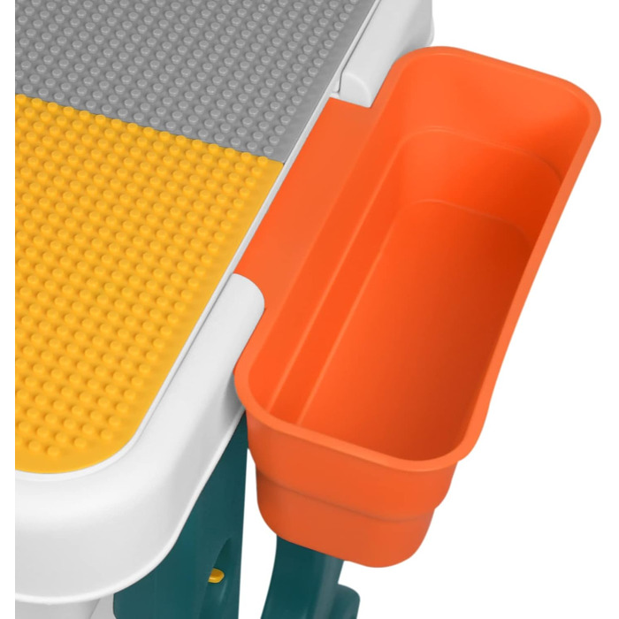 Дитячий набір столу та стільця 5-в-1 Дитячий стіл, стілець, ігровий стіл з 2 стільцями, двостороння стільниця, регульована висота, багатофункціональне місце для зберігання дітей, навчальні, ігрові, дитячі меблі, 63 x 47 x 56 см (блоки не входять до компле