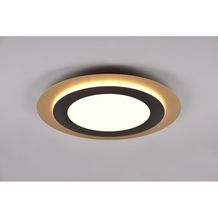 Стельовий LED-світильник Trio Leuchten Morgan 641519280, матовий чорний/золотий, метал та акрил, 46 Вт, з пультом керування, діаметр 45 см
