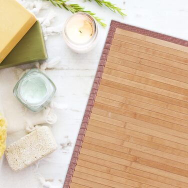 Бамбуковий килимок Relaxdays, 6122 см, вологостійкий, нековзний, бамбуковий килимок для ванної кімнати, коридору, кухні, килимок для ванної, натуральний, 100240841382 Односпальний