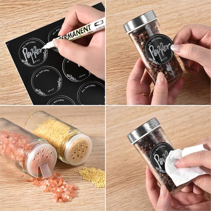 Кругла підставка для спецій Miorkly з 16 круглими банками для спецій, карусель для спецій з нержавіючої сталі, що обертається на 360, органайзер для спецій, стійка для спецій, контейнери для спецій зі вставкою-шейкером, банки для спецій, ярлики, лійка, ма