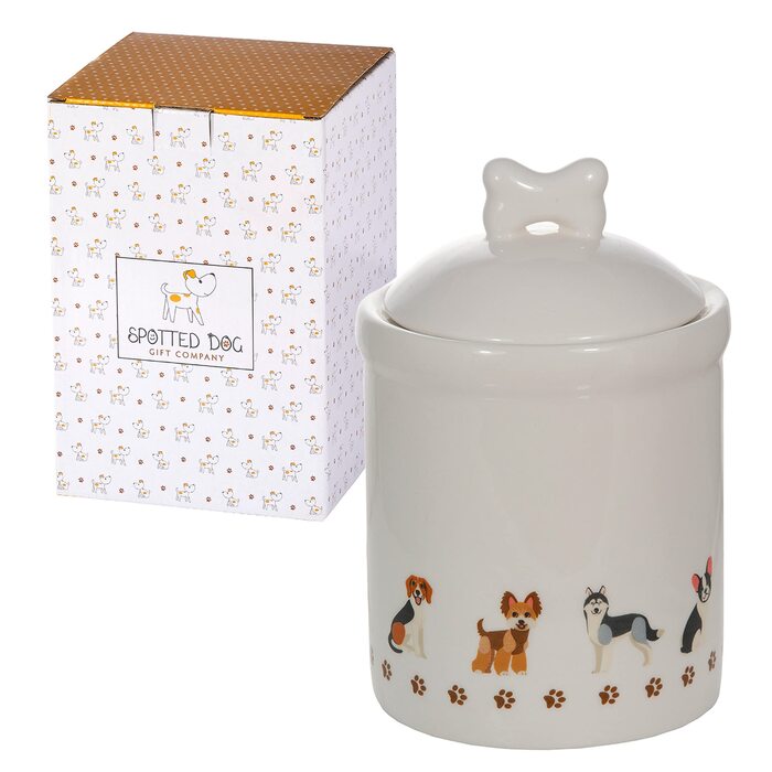 Керамічна банка для зберігання Spotted Dog Gift Company, керамічна банка з кришкою, контейнер для зберігання, банка з мотивом собаки, декор для кухні з собакою, кухонний аксесуар та подарунок для власників собак
