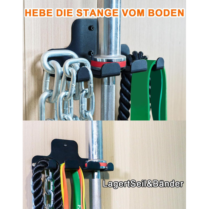Настінний тримач для штанги Fitarc для олімпійських штанг, вішалка для штанги 33 мм, підвісна стійка для штанги для домашнього тренажерного залу, вільні стійки для штанги, вішалка для штанги з 3 гачками
