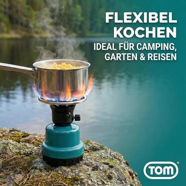 Набір газової кемпінгової плити TOM Adventure з 4 бутановими газовими картриджами 1 пальник п&39єзорозпал картриджна плита для кемпінгу, фестивалів та активного відпочинку або як вугільна запальничка