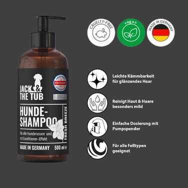 Шампунь для собак Jack & the Tub 500 мл Fresh Breeze - Black Edition, шампунь для собак з кондиціонером та свіжим ароматом