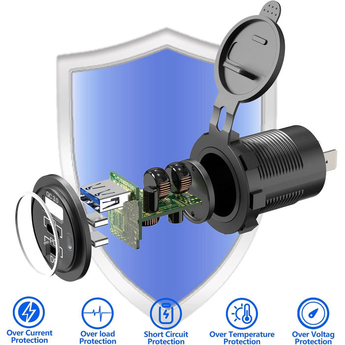 Вт) 12 В USB C розетка установка PD3.0 тип C USB розетка Водонепроникний 12 вольт автомобільна розетка прикурювач адаптер з 3 з'єд