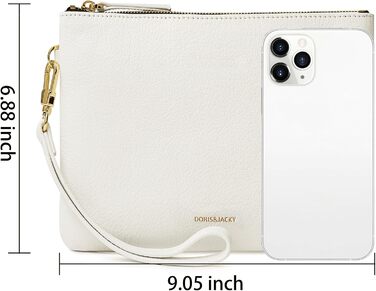 Клатч-гаманець жіночий зі шкіри ягняти, великий, м'який, дизайнерський з ремінцем, колір - світло-бежевий