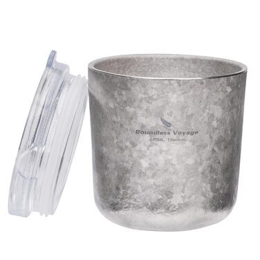 Титанова кружка Boundless Voyage з подвійними стінками та кришкою, 240 мл, надлегка, для чаю, кави, використання на свіжому повітрі, кемпінгу, пікніків, походів, подорожей, домашнього використання, Ti3238D