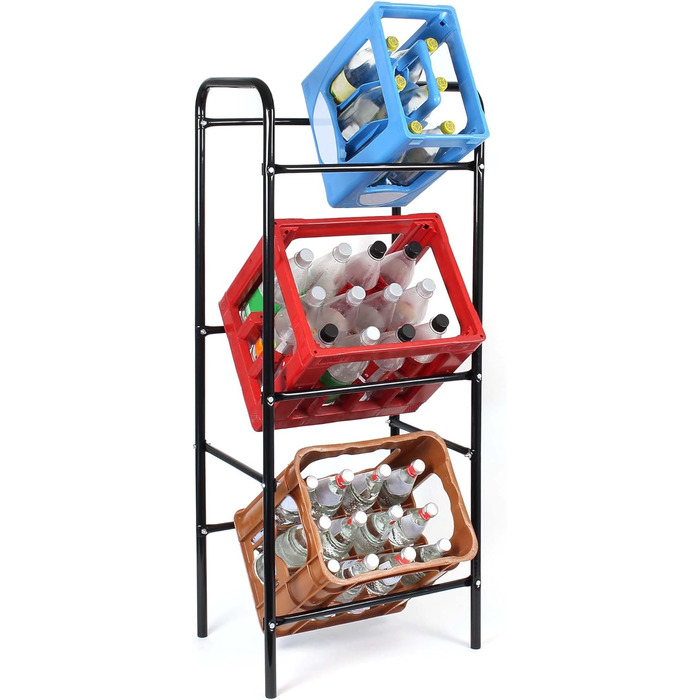 Стелаж для напоїв Wiltec на 3 ящики, сталевий стелаж для ящиків, 50x33x116 см, 20 кг на полицю