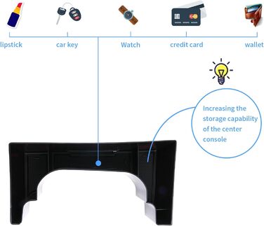 Коробка для зберігання YEE PIN Kona 2024, сумісна з Hyundai Kona SX2 Hybird PHEV 2024 2025 Органайзер для центральної консолі Органайзер для лотків з нековзним килимком (чорний)