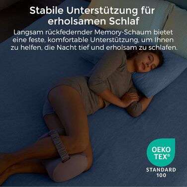 Подушка для колін Momcozy для сну на боці з охолоджувальним чохлом - ортопедична подушка для ніг з піною з ефектом пам&39яті від болю в стегнах, спині та сідничному нерві, регульований ремінь, ергономічний розподіл тиску, сірий колір