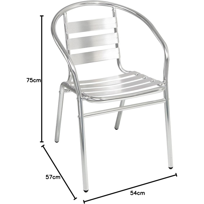 И Стільці для бістро Стабільний алюмінієвий штабельований стілець Садовий стілець Кемпінгове крісло Алюмінієве крісло Балконні меблі Садові сидіння Срібний кухонний стілець, 4 шт.