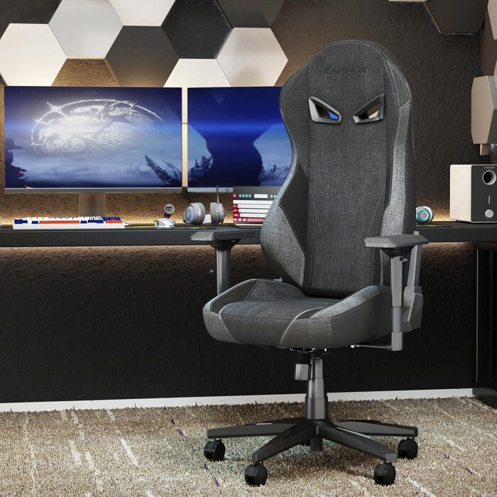 Ергономічне ігрове крісло з тканини для дорослих, офісне крісло з високою спинкою, ігрове крісло для високих та сильних людей з підголівником та поперековою опорою, гоночний стиль, кут нахилу 155 з фіксацією кута