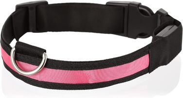 Світловідбиваючий LED-нашийник для собак KABB SUN-46-06, акумуляторний, безпека для улюбленців, водонепроникний, регульований (до 65 см), рожевий