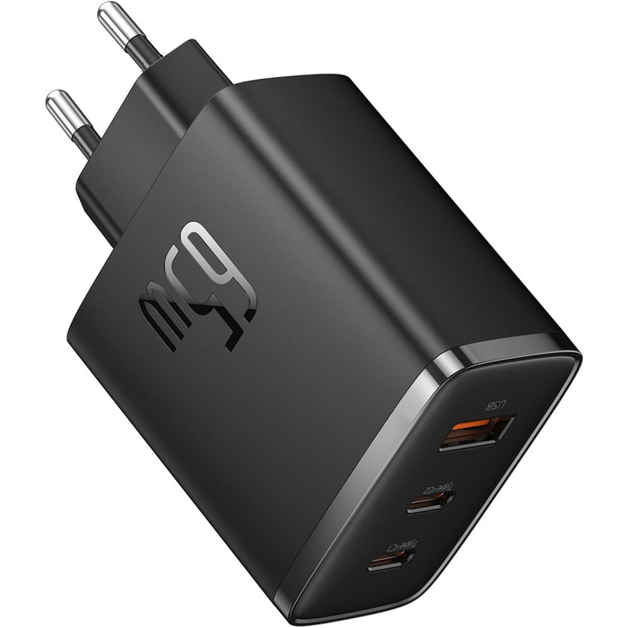 Зарядний пристрій Baseus USB C, 65 Вт адаптер живлення USB C, 3-портовий зарядний пристрій PD з PPS, швидкий зарядний пристрій GaN