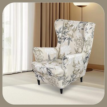 Чохол для крісла Gugxiom, чохол для крісла з 2 частин з принтом та спинкою, чохол для крісла, який можна прати, захисний чохол для меблів для вітальні, спальні, готелю (елегантний)