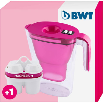 Фільтр для води BWT Vida Rosa 2.6L Фільтр з 1 картриджем магнієвого фільтра Фільтр для води питної води Для їжі та напоїв Фільтрує вапно, хлор, свинець і мідь