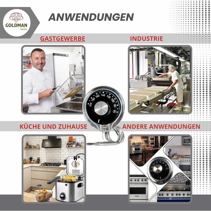 Універсальний термостат для промислової фритюрниці, громадського харчування, універсальна заміна з регулятором (від 50 C до 205 C), 24007