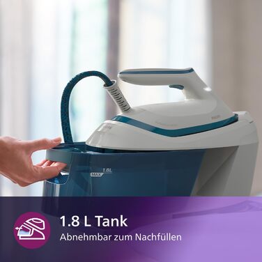 Парогенератор Philips серії PerfectCare 6000 - 2400 Вт, подача пари 500 г, тиск 6,5 бар, технологія OptimalTEMP, резервуар 1,8 л,