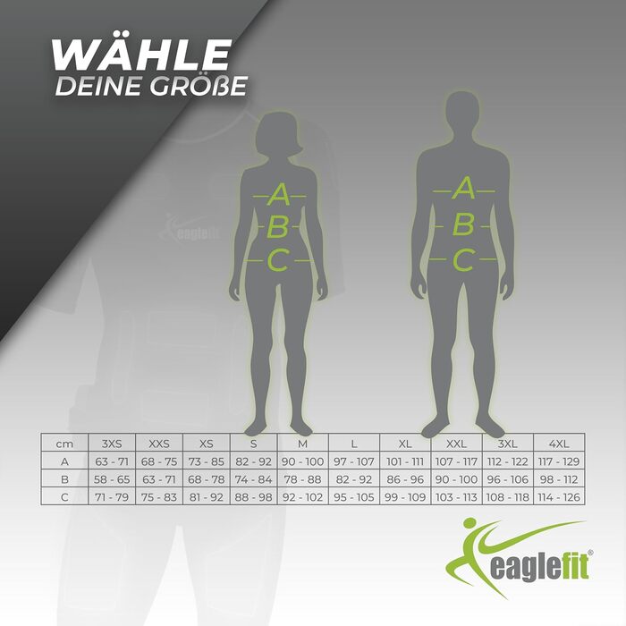 Костюм eaglefit EMS, повна бездротова система (24 електроди, розмір S)