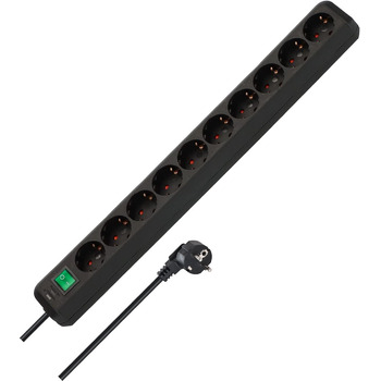 Розеткова планка Brennenstuhl Eco-Line на 10 розеток (розетка на декілька розеток з посиленим захистом від дотику, вимикачем і каб
