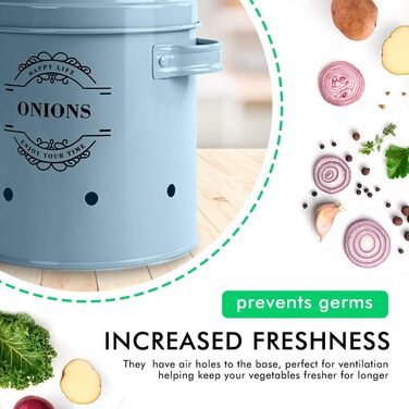 Набір вентильованих контейнерів для зберігання картоплі, цибулі та часнику, 3 шт. Ідеальне поєднання модного дизайну (світло-блакитний o2)