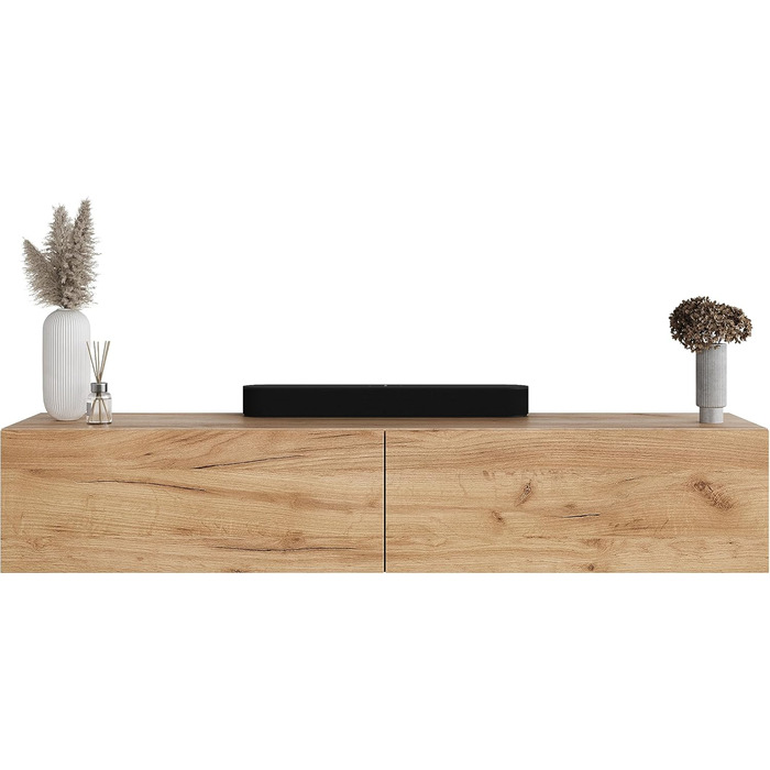 Вішалка для передпокою Planetmbel золотий дуб 160 см, настінна панель 50 см золотий дуб/антрацит з дзеркалом 50 см (без світлодіод