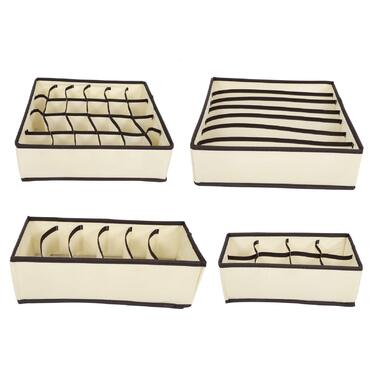 Коробка для зберігання білизни, органайзер, складана, неткане полотно, шухляда, органайзер для шафи для шкарпеток, бюстгальтерів, краваток, рушників, бежевий, комплект з 4 предметів