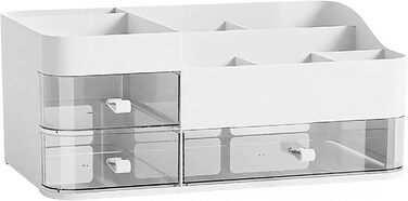 Органайзер для косметики Lacuasmall з висувними ящиками, органайзер для туалетного столика для умивальників, спалень та ванних кімнат, косметичка для помади та косметичних аксесуарів, білий