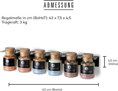 Ярусна підставка для спецій Ankerkraut, металевий органайзер для спецій, розрахований на 6 банок для спецій, легке складання, включаючи 2 дюбелі та шурупи, виготовлено в Німеччині, 6-