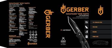 Складаний кишеньковий ніж Gerber з гладким лезом і кишеньковою кліпсою Mini Tanto 5,4 см