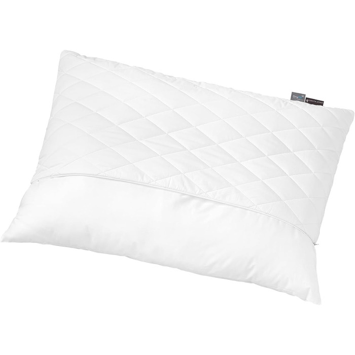 Подушка Centa-Star Famous, 40 x 80 см, наповнювач з мікрофібри Breeze, змінна кількість наповнювача, із застібкою-блискавкою, Oeko-Tex Standard 100 Клас 1, поздовжнє простьобування, біла, (1 упаковка)